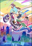  4girls black_hair hat highres kosaka_yukina misono_chiaya moritomo_nozomi motor_vehicle motorcycle multiple_girls the_rolling_girls utoku_masami vehicle 