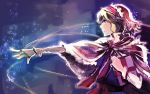  1girl alice_margatroid blonde_hair book bow capelet hairband headdress long_sleeves mesme red_eyes short_hair solo touhou 