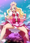  1girl blonde_hair bloomers blue_eyes cure_flora earrings gloves go!_princess_precure haruno_haruka jewelry joy_ride long_hair magical_girl multicolored_hair open_mouth pink_hair precure smile solo streaked_hair two-tone_hair underwear 