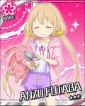  blonde_hair character_name closed_eyes futaba_anzu idolmaster idolmaster_cinderella_girls jacket long_hair stars twintails 