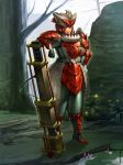  1girl armor highres monster_hunter solo weapon 