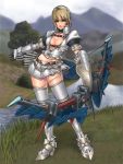  1girl armor highres monster_hunter solo weapon 