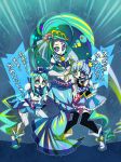  +_+ 3girls blue_eyes blue_hair crown cure_marine cure_mermaid cure_princess go!_princess_precure happinesscharge_precure! heartcatch_precure! kaidou_minami kurumi_erika long_hair magical_girl mini_crown multiple_girls ninomae precure shirayuki_hime sparkling_eyes thigh-highs tiara translated zettai_ryouiki 