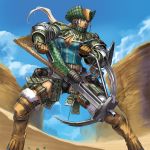  1girl armor highres monster_hunter solo weapon 