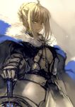  1girl armor blonde_hair creayus fate/stay_night fate_(series) green_eyes saber solo sword_hilt 