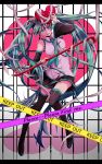  1girl boots cane caution_tape detached_sleeves fukahire green_hair grin hatsune_miku heart long_hair necktie skirt smile solo thigh-highs thigh_boots twintails very_long_hair vocaloid 