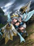  1girl armor highres monster_hunter solo weapon 