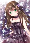  1girl black_dress brown_hair choker dress green_eyes hair_ornament idolmaster idolmaster_cinderella_girls long_hair looking_at_viewer nogi_takayoshi shibuya_rin smile solo 