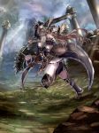  1girl armor highres monster_hunter solo weapon 