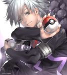  1boy holding holding_poke_ball kawacy male_focus poke_ball pokemon short_hair solo tsuwabuki_daigo white_hair 