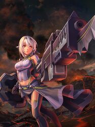  1girl armor highres monster_hunter solo weapon 