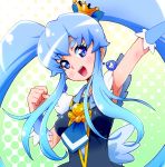  1girl :d blue_eyes blue_hair blush crown cure_princess earrings happinesscharge_precure! highres jewelry long_hair magical_girl open_mouth precure ryuuta_(cure_ryuuta) shirayuki_hime smile solo twintails 