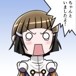  1girl angry blush_stickers brown_hair chibi commentary kantai_collection myoukou_(kantai_collection) o_o tears tk8d32 translated 