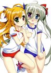  2girls absurdres bloomers einhart_stratos fujima_takuya heterochromia highres long_hair lyrical_nanoha mahou_shoujo_lyrical_nanoha_vivid multiple_girls underwear vivio 