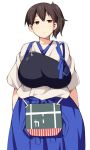  1girl breasts brown_eyes brown_hair expressionless female huge_breasts impossible_clothes japanese_clothes kaga_(kantai_collection) kantai_collection short_hair side_ponytail skirt solo tagme ushi wide_hips 