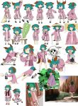  1girl ameyu animal_ears back barefoot blush broom character_doll character_sheet chibi closed_eyes clover crying dress dress_lift eating fighting_stance four-leaf_clover green_eyes green_hair heart kasodani_kyouko long_sleeves looking_at_viewer looking_back lying multiple_persona nazrin on_stomach one_eye_closed open_mouth pink_dress scared scarf short_hair simple_background sitting smile socks tail tears touhou white_background white_legwear 