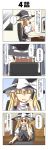  1girl 4koma anger_vein black_dress blonde_hair bow cellphone chair comic computer_keyboard computer_mouse dress hat hat_bow highres kirisame_marisa phone rappa_(rappaya) sitting solo touhou translation_request witch_hat yellow_eyes 