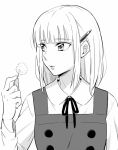  1girl dandelion female flower haikan_kouji monochrome school_uniform short_hair tamako_market tokiwa_midori 