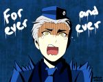  1boy artist_black artist_name crying grey_hair hat male_focus necktie open_mouth parody persona persona_3 persona_3_portable teodor the_shining yellow_eyes 