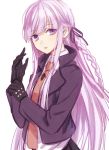  1girl braid dangan_ronpa dangan_ronpa_1 gloves hair_ribbon kirigiri_kyouko long_hair purple_hair ribbon single_braid solo violet_eyes yuzuki_karu 