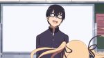  1boy 1girl aki_tomoya animated animated_gif blonde_hair glasses lowres saenai_heroine_no_sodatekata sawamura_spencer_eriri screencap twintails 