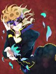  1boy blonde_hair carnival_mask flower giorno_giovanna jojo_no_kimyou_na_bouken mask petals solo tsunakan 