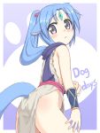  1girl animal_ears blue_hair blush dog_days forehead_jewel long_hair looking_at_viewer pizanuko ponytail sharu_(dog_days) solo tail violet_eyes 