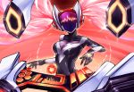  1girl alternate_costume bodysuit breasts dj helmet league_of_legends nam_(valckiry) phonograph solo sona_buvelle turntable twintails 