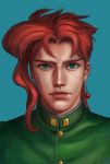  1boy earrings gakuran green_eyes jewelry jojo_no_kimyou_na_bouken kakyouin_noriaki realistic redhead s_a_k_u school_uniform solo 
