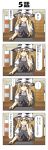  1girl 4koma black_dress blonde_hair bow cellphone chair comic computer_keyboard computer_mouse dress hat hat_bow highres kirisame_marisa phone rappa_(rappaya) sitting solo touhou translation_request witch_hat yellow_eyes 