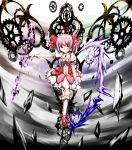  1girl bow_(weapon) choker gloves hair_ribbon kai-ogre kaname_madoka kneehighs magical_girl mahou_shoujo_madoka_magica outstretched_arm pink_eyes pink_hair puffy_sleeves ribbon short_twintails solo twintails weapon white_gloves 