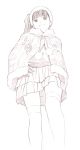  1girl monochrome original side_ponytail sketch skirt solo traditional_media yoshitomi_akihito 