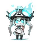  1girl :3 animal_on_head backpack bag blue_eyes blue_hair chibi heart jellyfish kantai_collection meoon monster pale_skin randoseru shinkaisei-kan short_hair solo tentacles thigh-highs turret wo-class_aircraft_carrier younger 