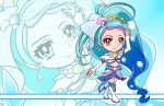  1girl blue_eyes blue_hair chibi cure_mermaid go!_princess_precure kaidou_minami long_hair magical_girl navel precure side_ponytail wallpaper 