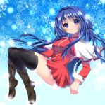  1girl blue_eyes blue_hair hamikoron highres kanon long_hair minase_nayuki school_uniform thigh-highs 