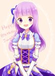  aikatsu! birthday blush dress hikami-sumire long_hair purple_eyes smile violet_hair 