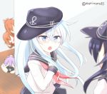  5girls akatsuki_(kantai_collection) aoba_(kantai_collection) blue_eyes blush blush_stickers brown_hair camera hibiki_(kantai_collection) ikazuchi_(kantai_collection) inazuma_(kantai_collection) kantai_collection long_hair moninora_(moninora83) multiple_girls neckerchief open_mouth panties peeking_out pink_panties ponytail school_uniform serafuku short_hair sideways_hat silver_hair skirt smile underwear 