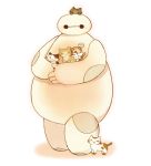  :3 ayu_(mog) baymax big_hero_6 black_eyes cat closed_eyes holding_animal looking_at_viewer one_eye_closed simple_background solo standing white_background 