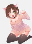  akky_(akimi1127) animal_ears cat_ears highres idolmaster idolmaster_cinderella_girls maekawa_miku off_shoulder ribbed_sweater sweater 