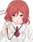  1girl doctor highres necktie nishikino_maki open_mouth purin0 redhead solo stethoscope 