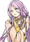  1boy blue_eyes bust hachisuka_kotetsu japanese_clothes long_hair male_focus parted_lips purple_hair simple_background sketch solo sweat tobi_(one) touken_ranbu very_long_hair white_background 