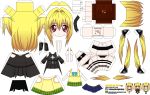  1girl absurdres artist_name blonde_hair breasts character_name chibi detached_sleeves el_joey highres konjiki_no_yami long_hair navel paper_cut-out papercraft red_eyes school_uniform solo to_love-ru twintails watermark web_address 
