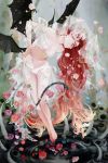  barefoot choronzon devil_maker:_tokyo feet flower ggori headdress long_hair red_eyes redhead ribbon water wings 