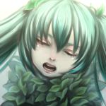  green_hair hatsune_miku leaf mago_(gengennikoniko) one_eye_closed open_mouth plant_girl tears tomak twintails vocaloid 