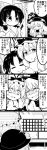  &gt;:d +++ /\/\/\ 3girls 4koma :/ :d =_= ^_^ anger_vein ascot bow broom closed_eyes comic commentary detached_sleeves food fruit futa4192 hair_bow hair_ribbon hair_tubes hakurei_reimu hat highres hinanawi_tenshi holding hug long_hair mob_cap monochrome multiple_girls nontraditional_miko open_mouth payot peach ribbon sliding_doors smile sweatdrop touhou translated tress_ribbon triangle_mouth waving wooden_floor yakumo_yukari 