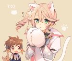  alisha_(tales) animal_ears blonde_hair brown_hair cat_ears cat_paws cat_tail dog_ears dog_tail green_eyes mayachi_(amuriya) paws sorey_(tales) tail tales_of_(series) tales_of_zestiria 