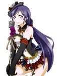  dress green_eyes hat long_hair love_live!_school_idol_project low_twintails microphone toujou_nozomi twintails violet_hair 