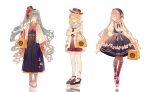  3girls alternate_costume aqua_eyes bag bespectacled blonde_hair blue_eyes blue_hair boots bow crossed_arms flower glasses hair_flower hair_ornament hairclip hat hatsune_miku highres itsia japanese_clothes kagamine_rin kimono long_hair megurine_luka multiple_girls one_eye_closed pantyhose pink_hair puffy_sleeves ribbon round_glasses sailor_collar short_hair thigh-highs top_hat twintails very_long_hair vocaloid yellow_eyes 