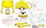  1girl :d absurdres angel_wings artist_name bishoujo_senshi_sailor_moon blonde_hair blue_eyes character_name chibi el_joey feathered_wings highres long_hair open_mouth paper_cut-out papercraft sailor_moon smile solo thigh-highs tiara tsukino_usagi twintails watermark web_address wings zettai_ryouiki 