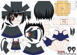  1girl another artist_name black_hair character_name chibi el_joey eyepatch highres misaki_mei paper_cut-out papercraft red_eyes school_swimsuit school_uniform solo swimsuit watermark web_address 